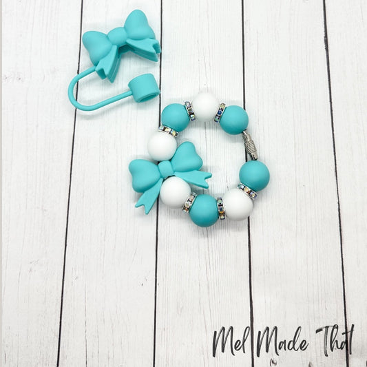 Turquoise Bow Tumbler Cup Accessories