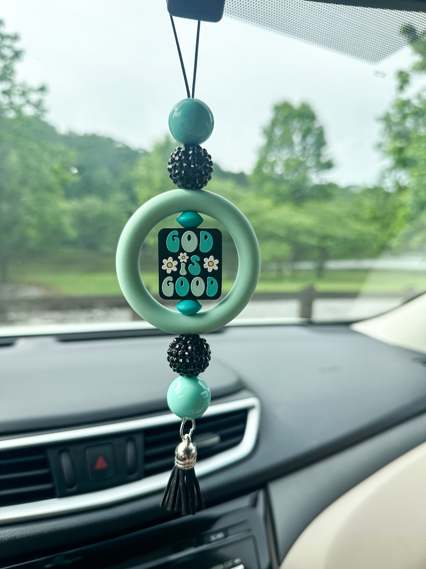 CAR CHARM - God is Good - Blue {for Rearview Mirror}