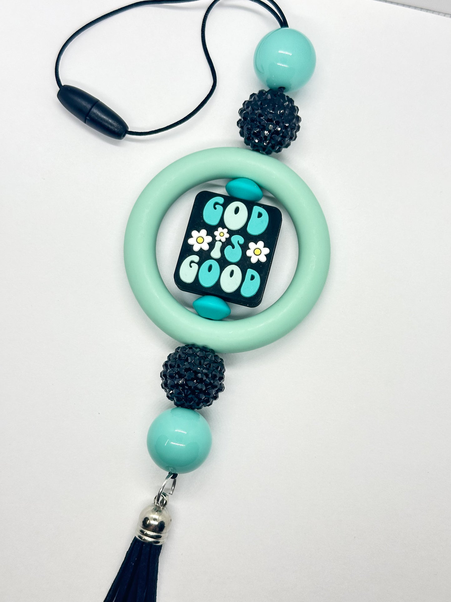 CAR CHARM - God is Good - Blue {for Rearview Mirror}