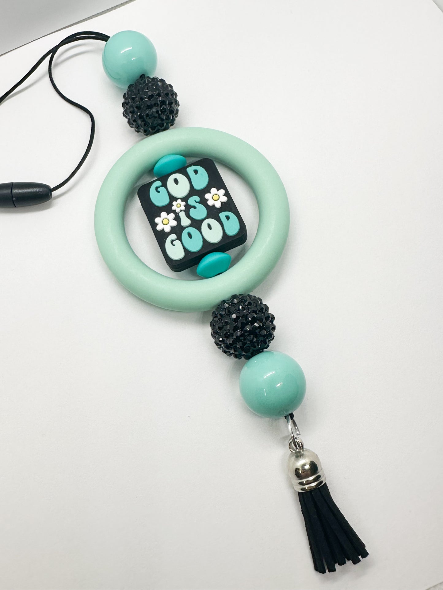 CAR CHARM - God is Good - Blue {for Rearview Mirror}