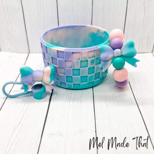 Cotton Candy Swirl with Bow Tumbler Accessories