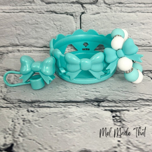 Turquoise Bows Tumbler Accessories