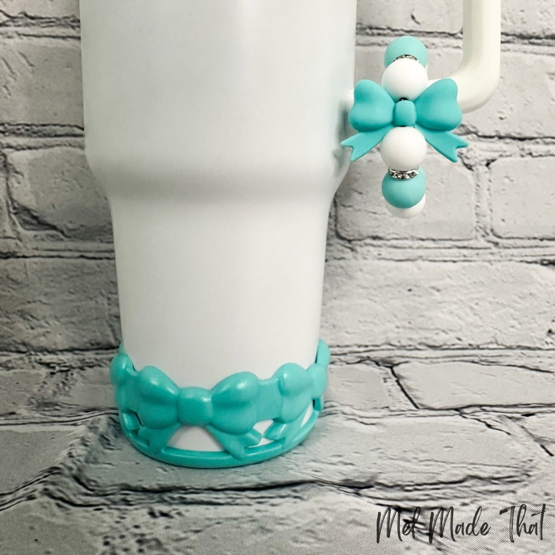 Turquoise Coquette Bows Tumbler Accessories