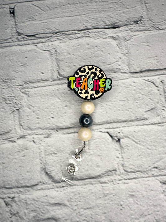 Leopard Print Teacher - Badge Reel