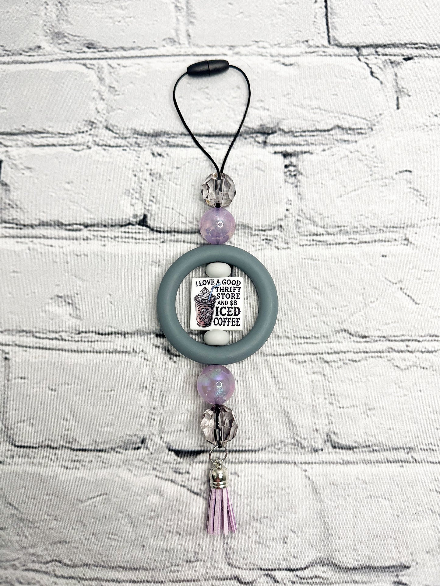 CAR CHARM | I love a Good Thrift Store and Iced Coffee {for Rearview Mirror}