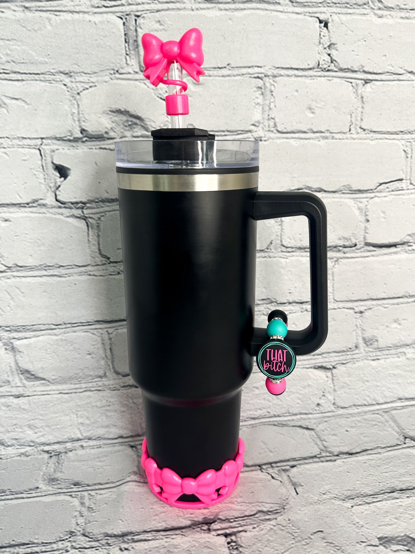 Hot Pink Opal Bows (Sassy) Tumbler Accessories