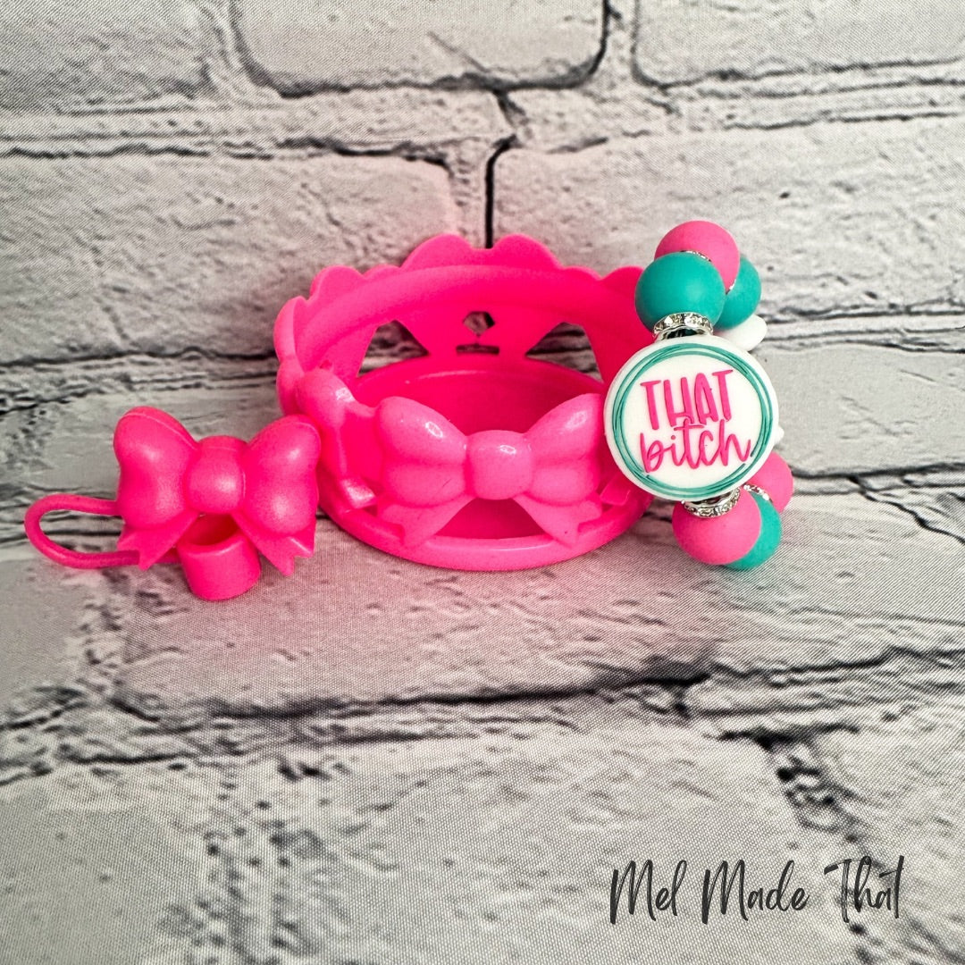 Hot Pink Opal Bows (Sassy) Tumbler Accessories