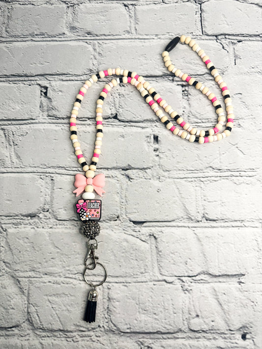 Teacher with Bow- Lanyard