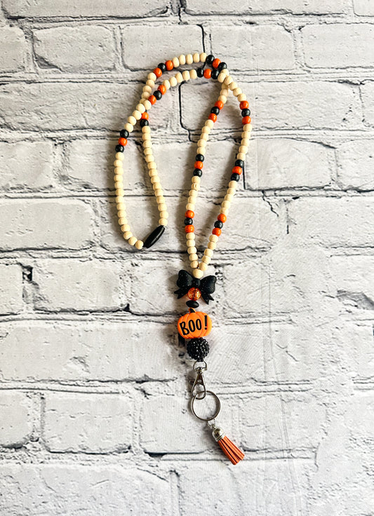 Black Bow with Pumpkin - LANYARD