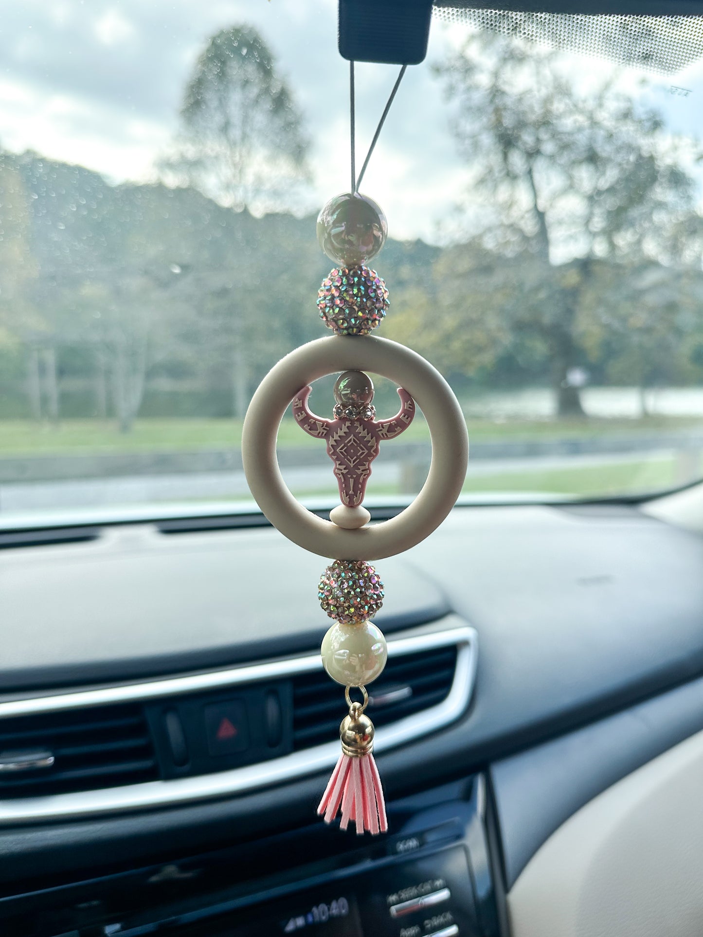 Rose Aztec Steer - CAR CHARM {for Rearview Mirror}