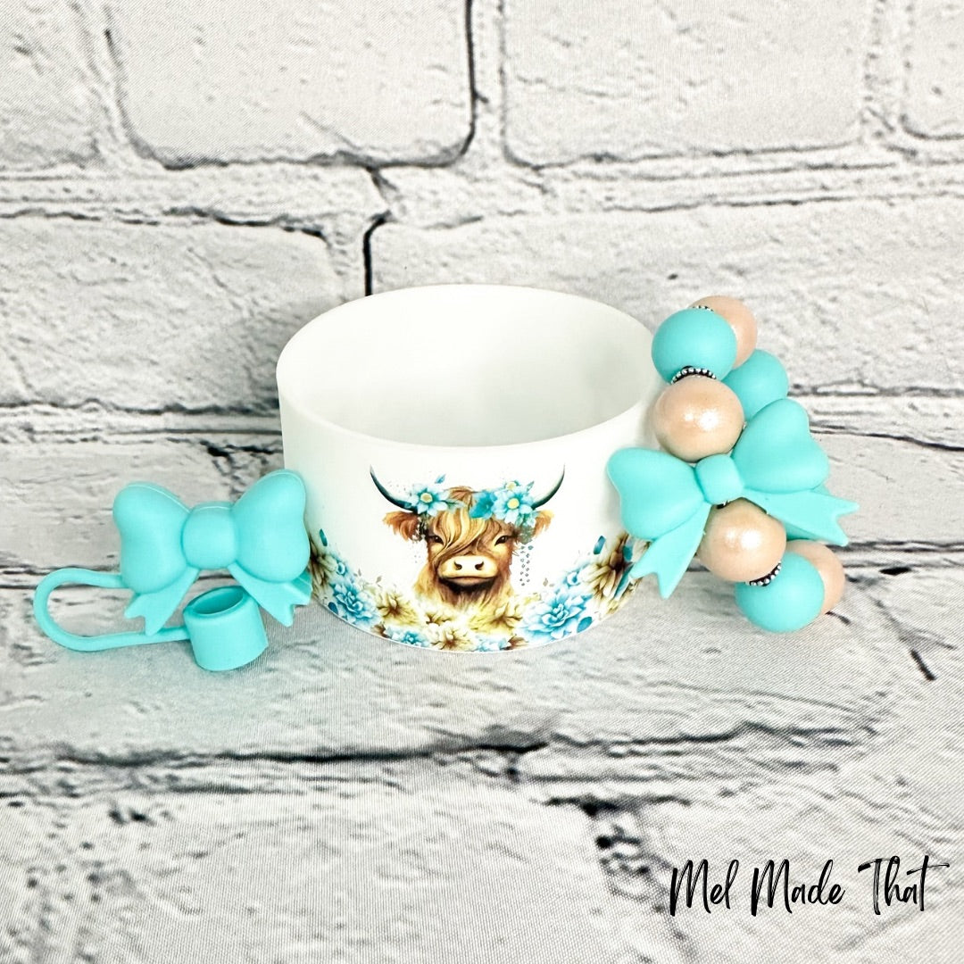 Floral-Highland-Cow | Tumbler Accessories