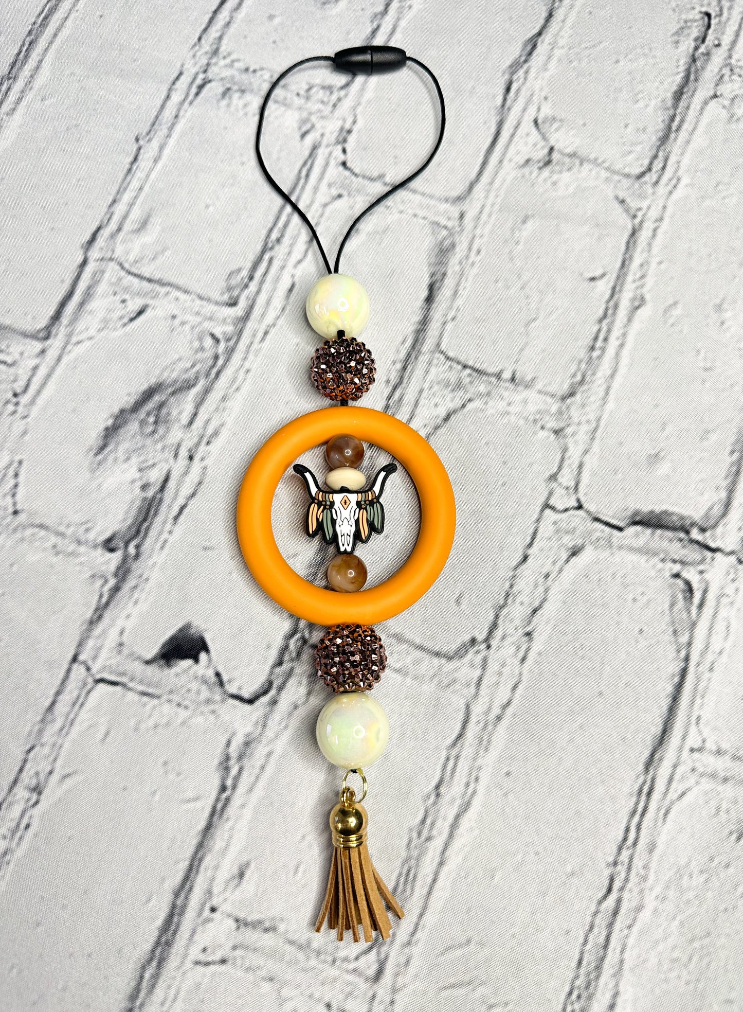 Western Steer with Feathers - CAR CHARM {for Rearview Mirror}