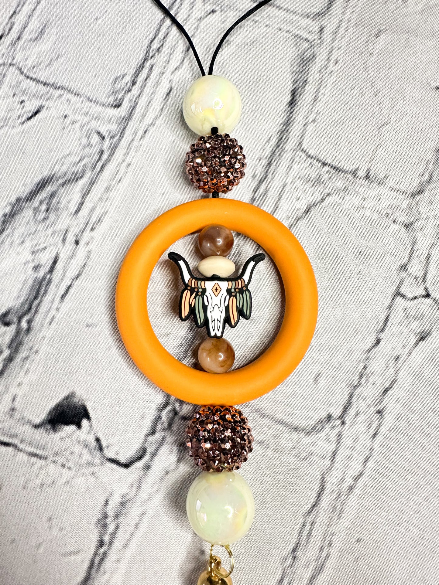 Western Steer with Feathers - CAR CHARM {for Rearview Mirror}