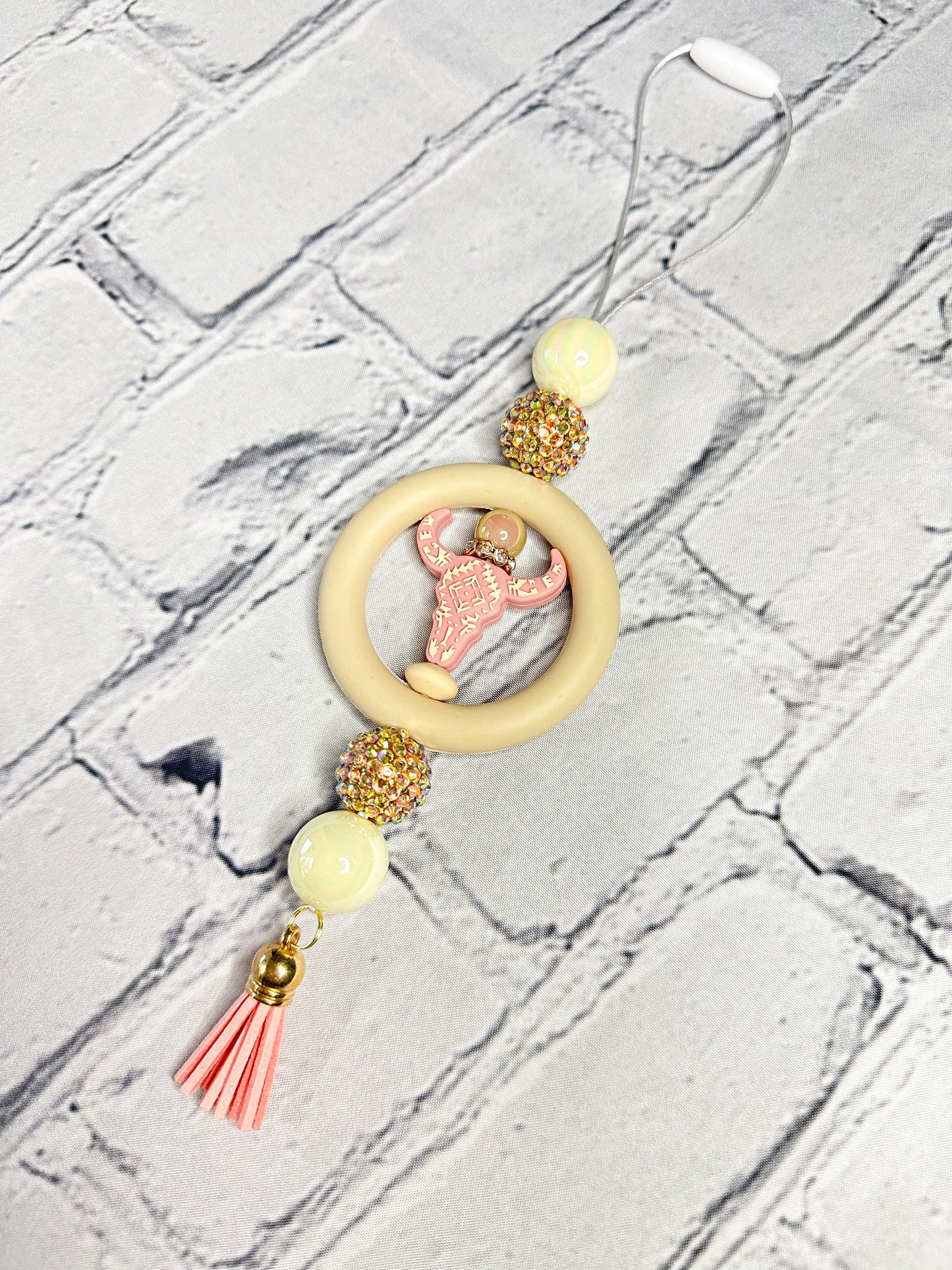 Rose Aztec Steer - CAR CHARM {for Rearview Mirror}