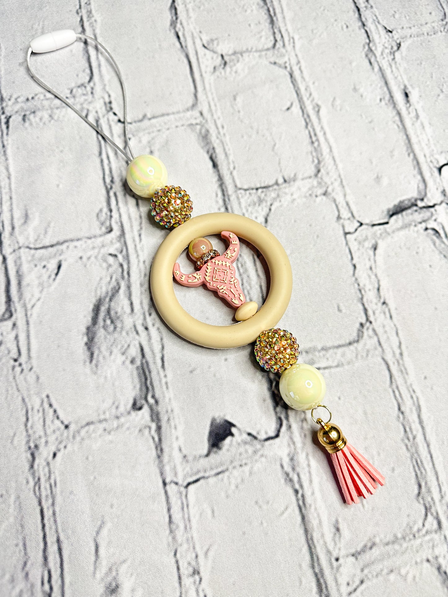 Rose Aztec Steer - CAR CHARM {for Rearview Mirror}