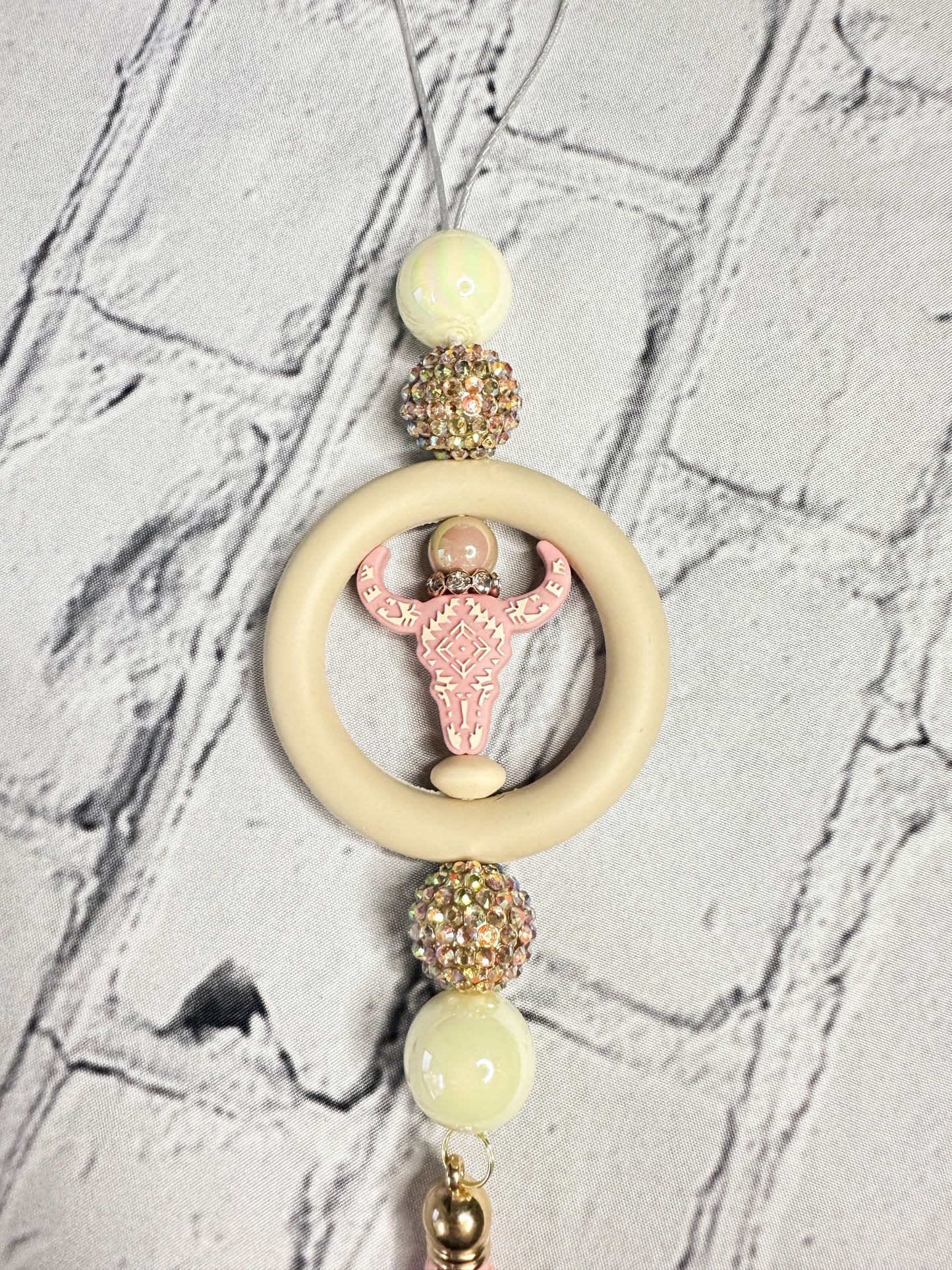 Rose Aztec Steer - CAR CHARM {for Rearview Mirror}