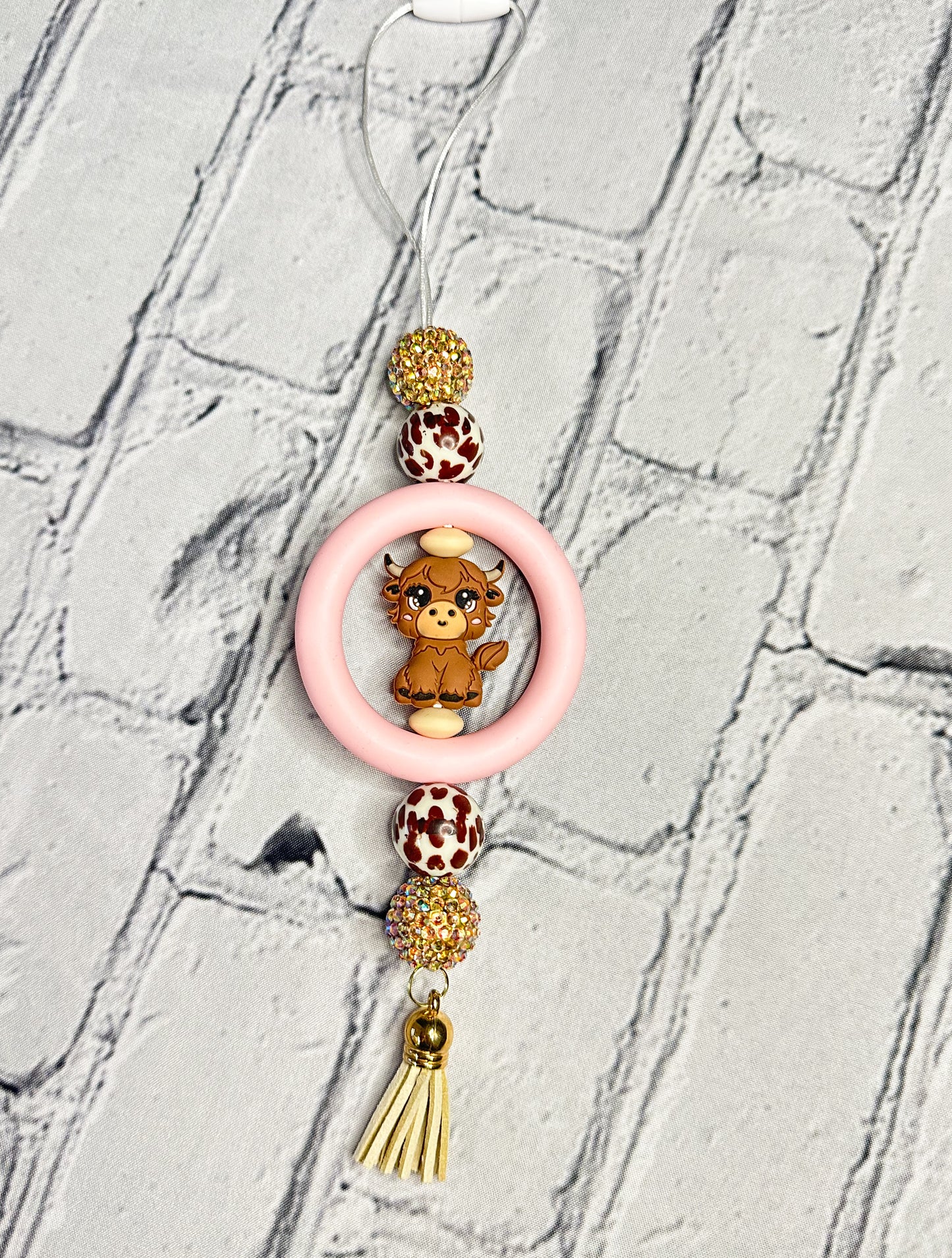 BrownHighland Cow - CAR CHARM {for Rearview Mirror}