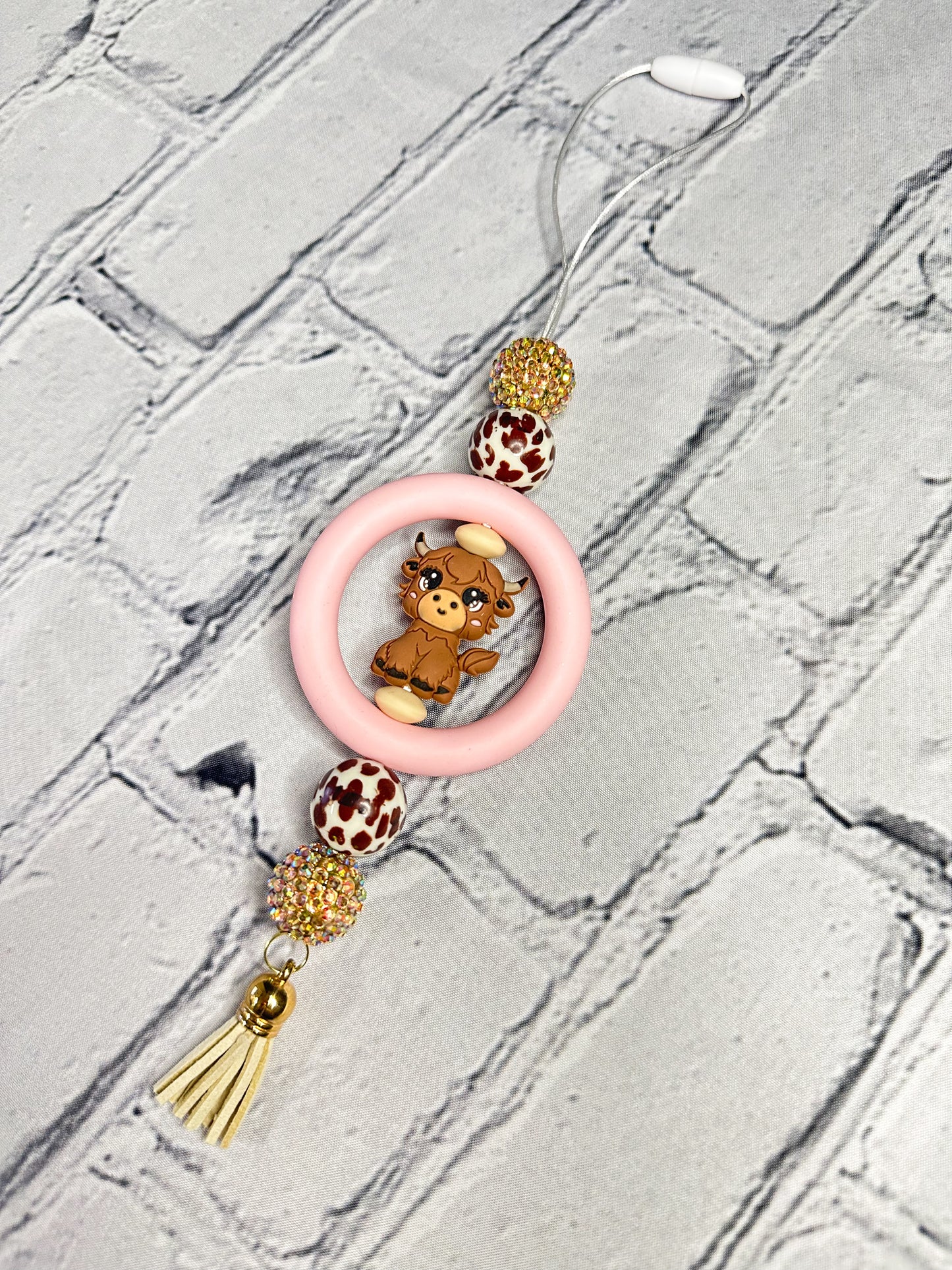 BrownHighland Cow - CAR CHARM {for Rearview Mirror}