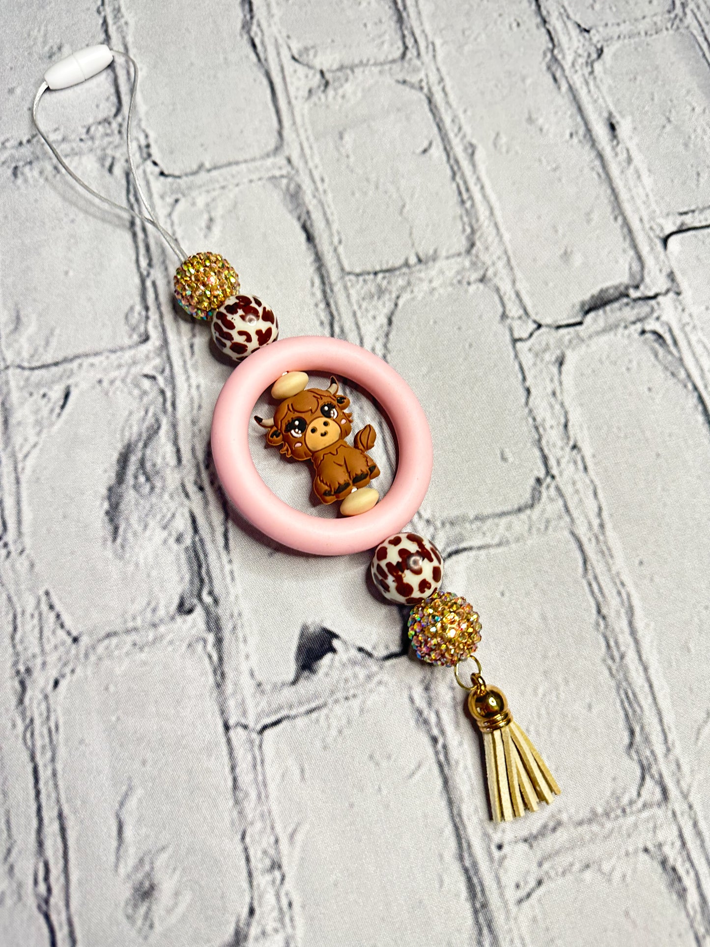 BrownHighland Cow - CAR CHARM {for Rearview Mirror}