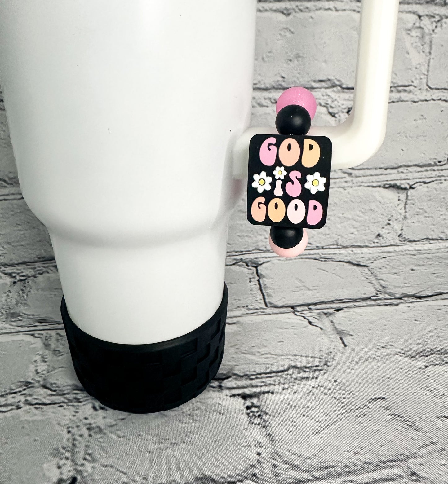 God is Good (pink/black) - Cup Charm