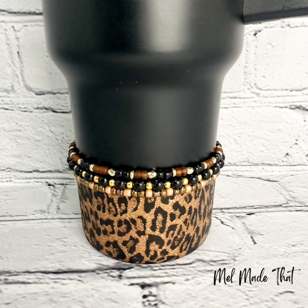 Glitter Leopard Bow | Tumbler Accessories