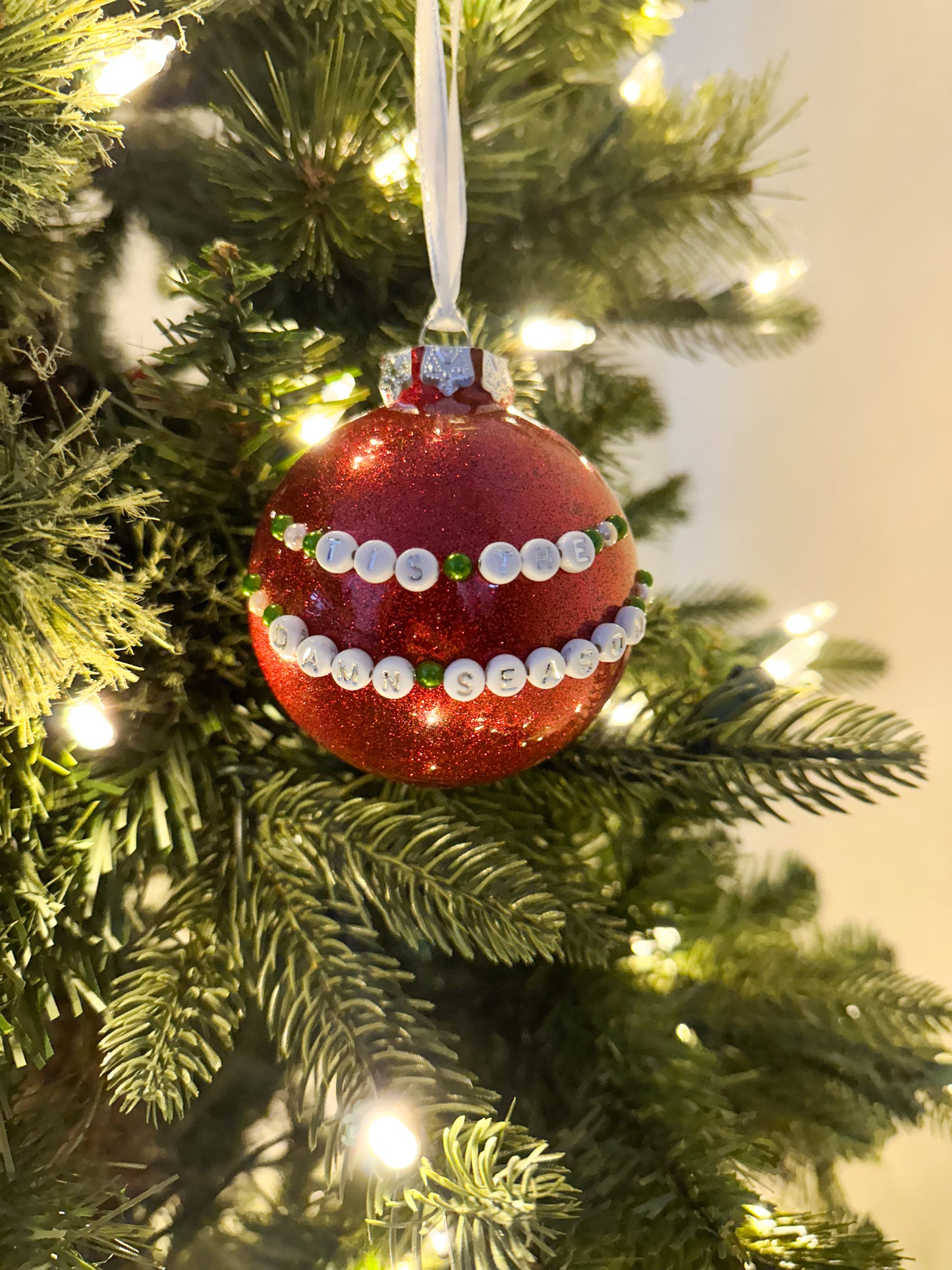 Glitter Ornament - Red Tis The Damn Season