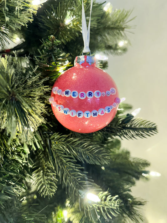 Glitter Ornament - Pink Merry Swiftmas