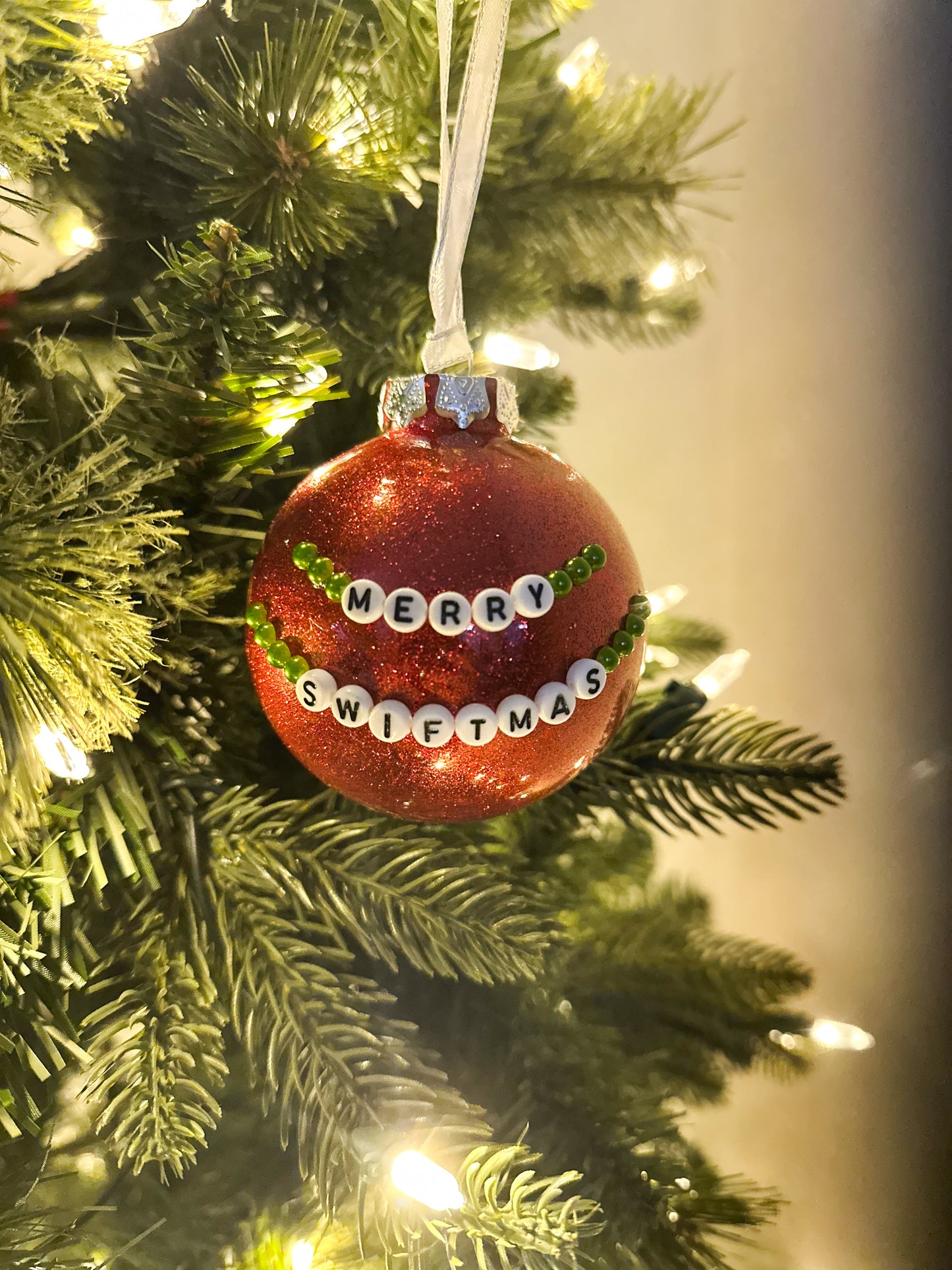 Glitter Ornament - Red Merry Swiftmas