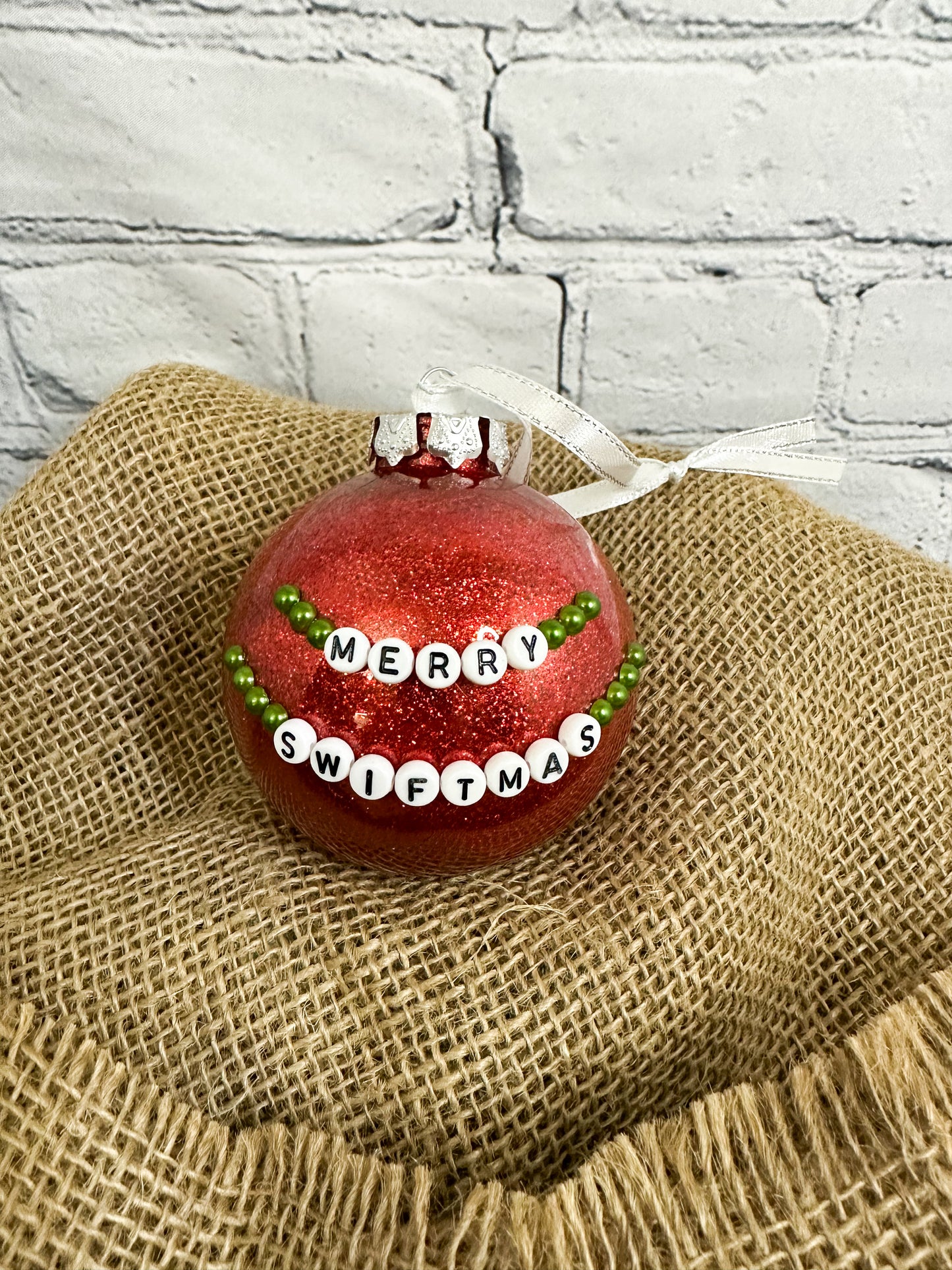 Glitter Ornament - Red Merry Swiftmas