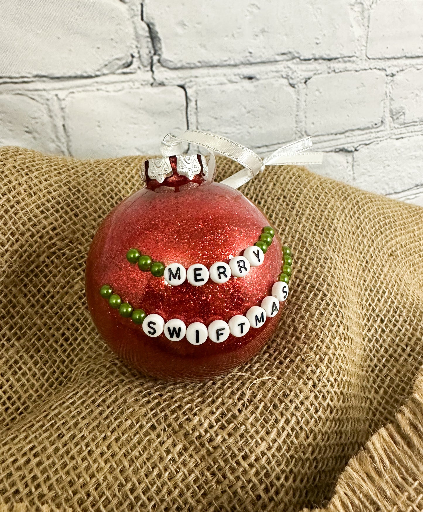 Glitter Ornament - Red Merry Swiftmas