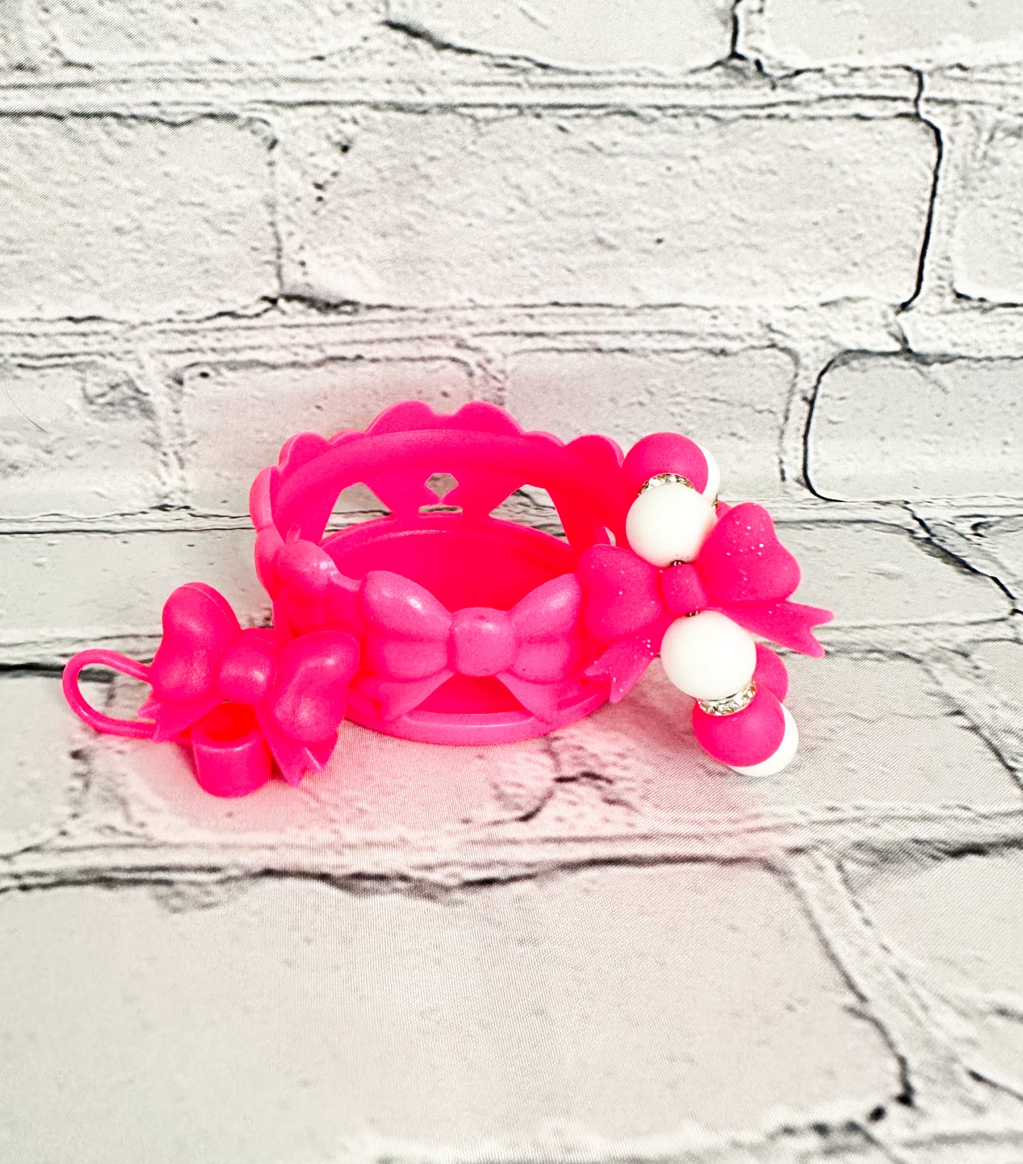 Hot Pink Opal Bows - Tumbler Accessories