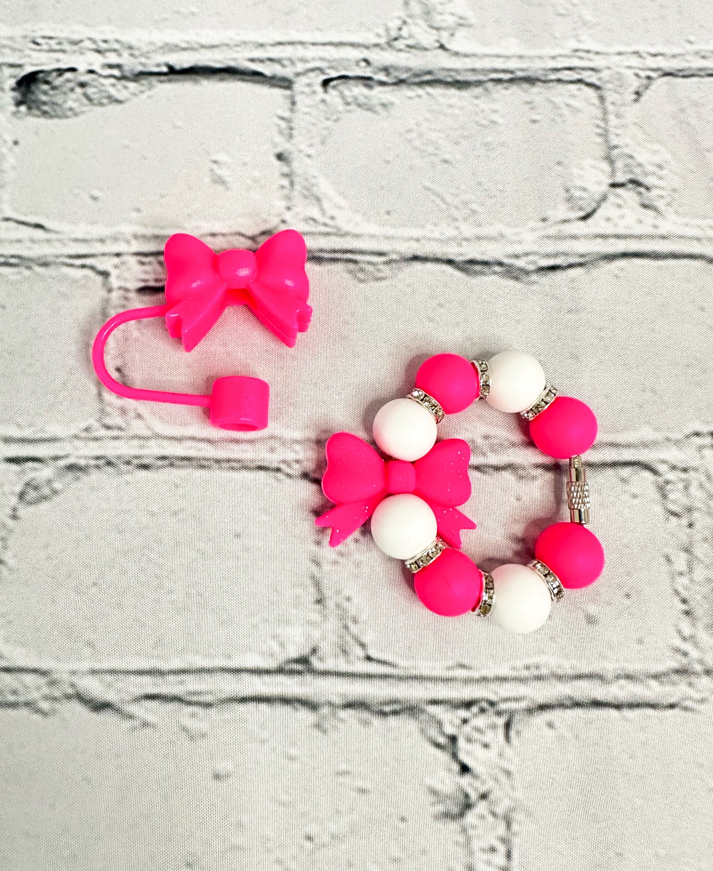 Hot Pink Opal Bows - Tumbler Accessories