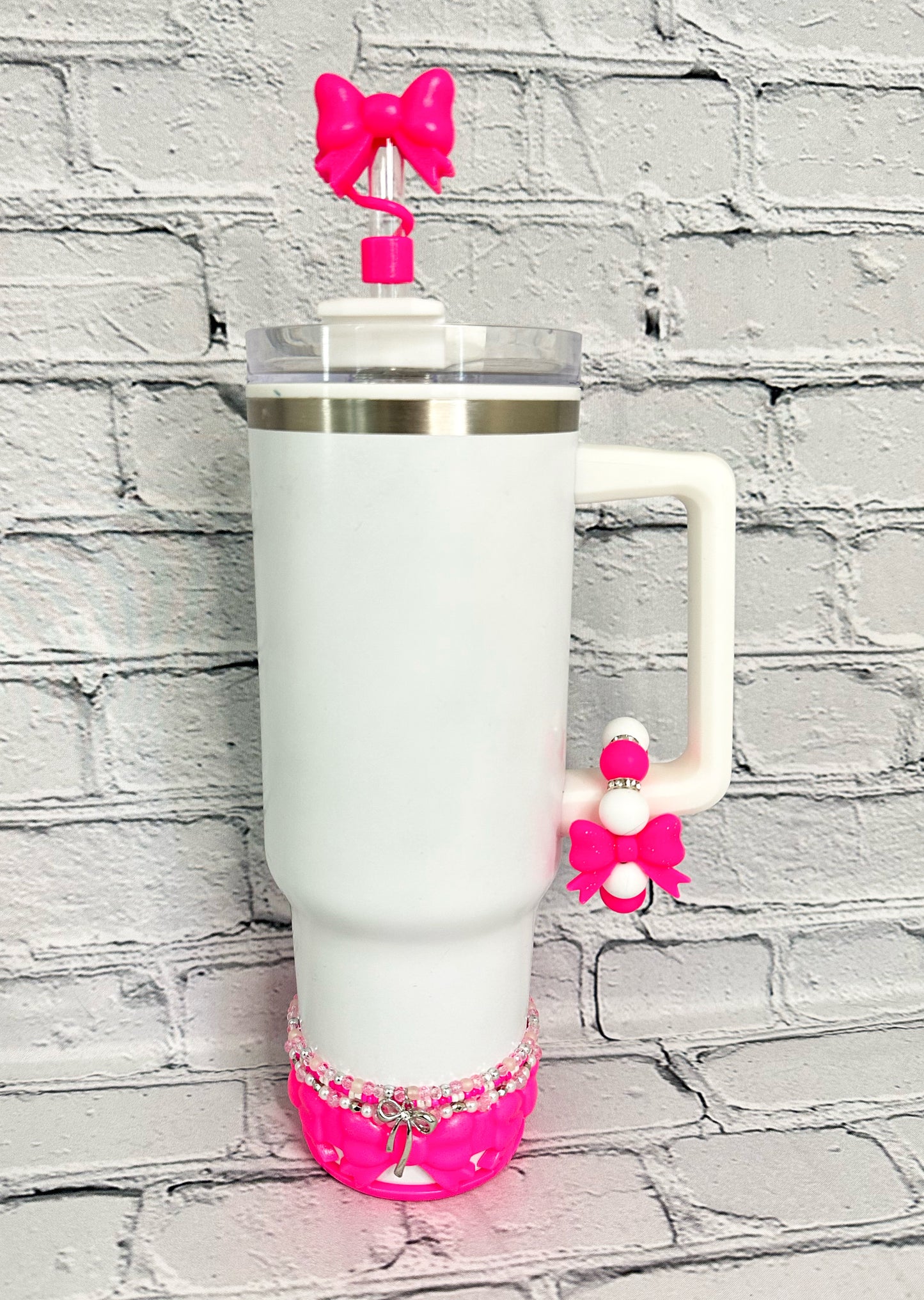 Hot Pink Opal Bows - Tumbler Accessories