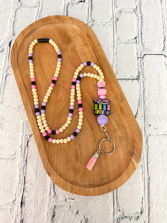 Easter - Pink Checkered Bunny - Lanyard