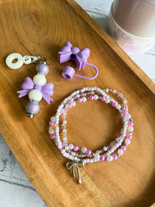 Purple Opal Coquette Bows - Tumbler Accessories