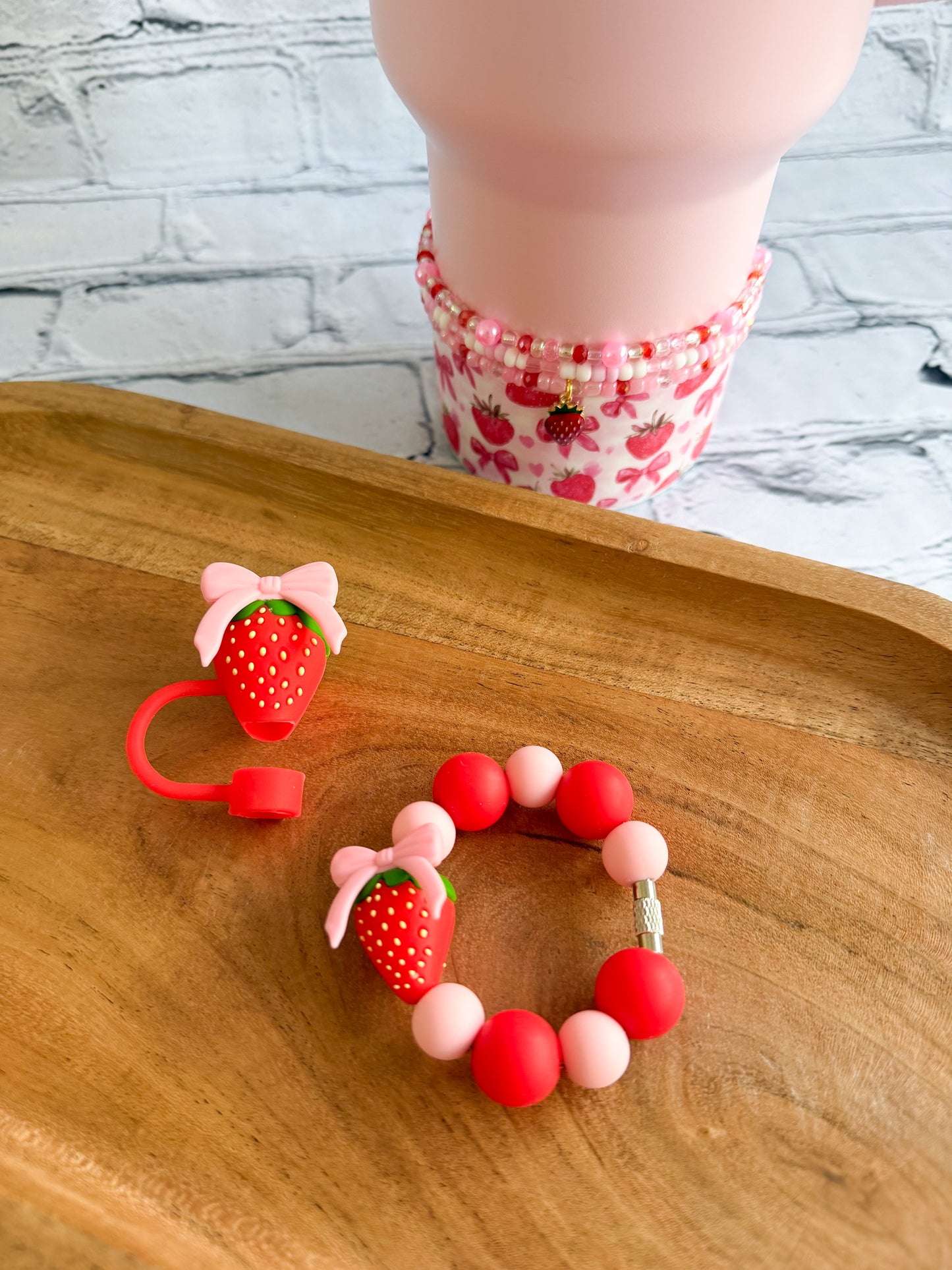 Strawberries & Bows - Tumbler Accessories