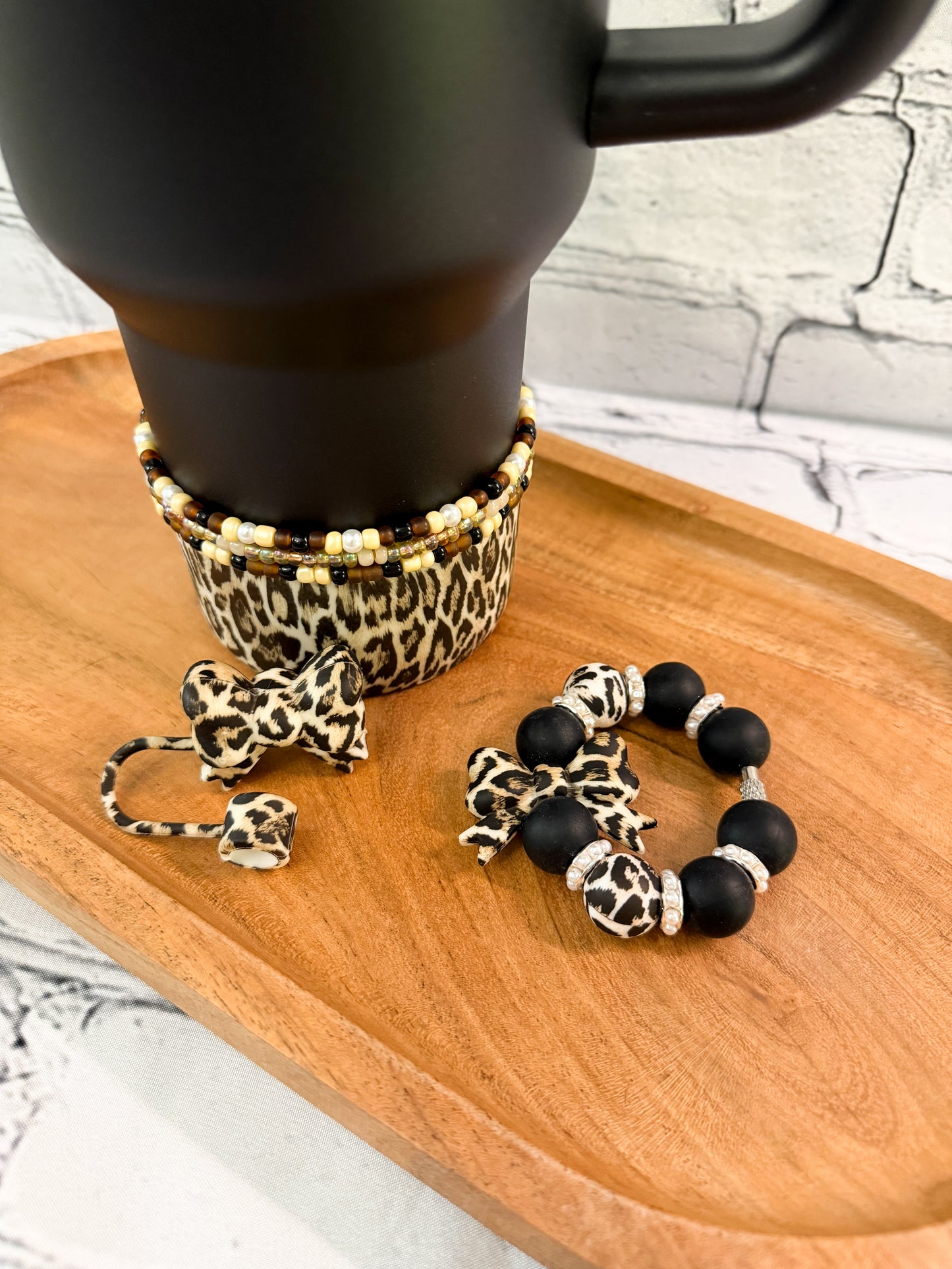 Leopard and Pearl - Tumbler Accessories