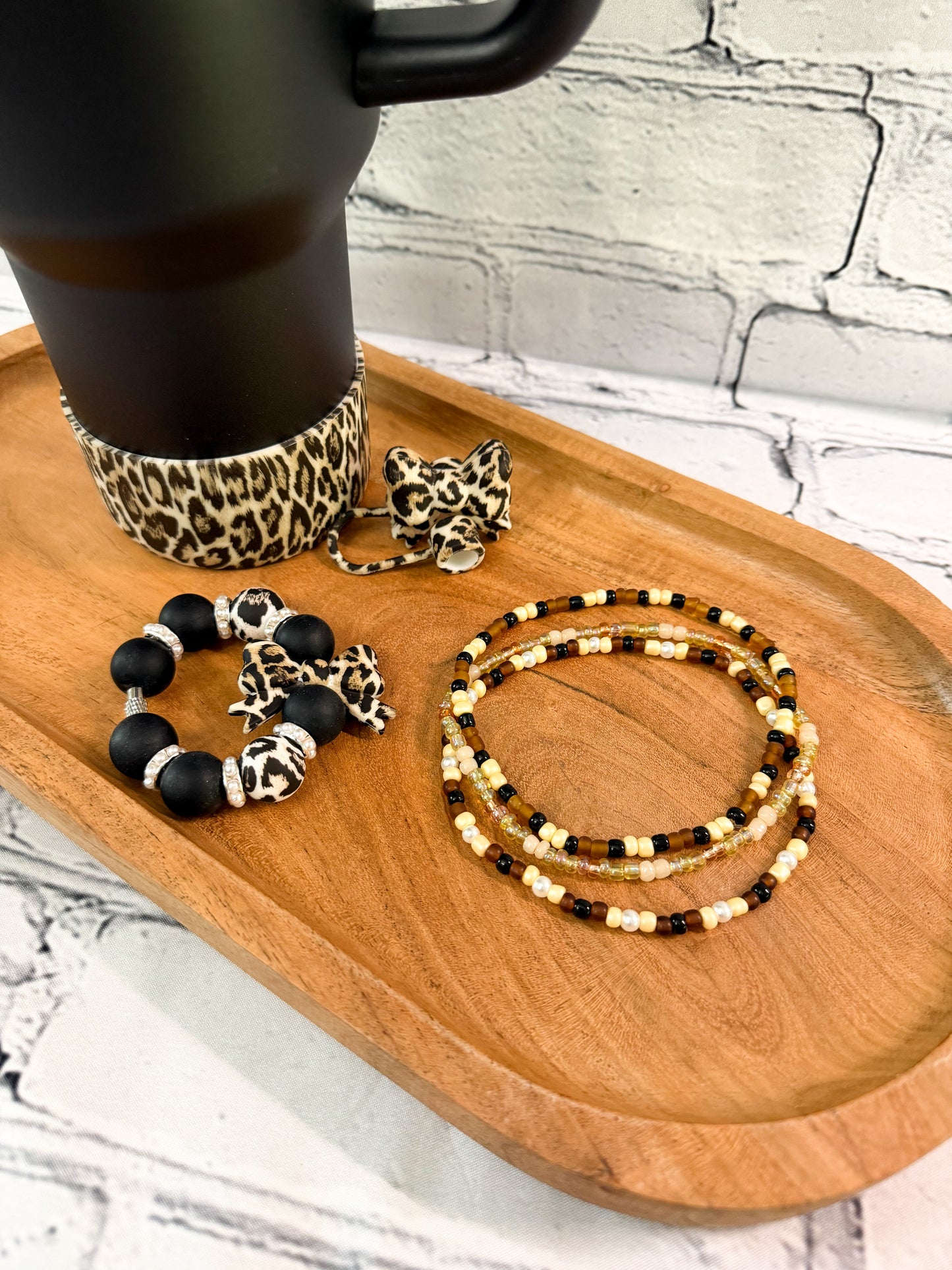 Leopard and Pearl - Tumbler Accessories