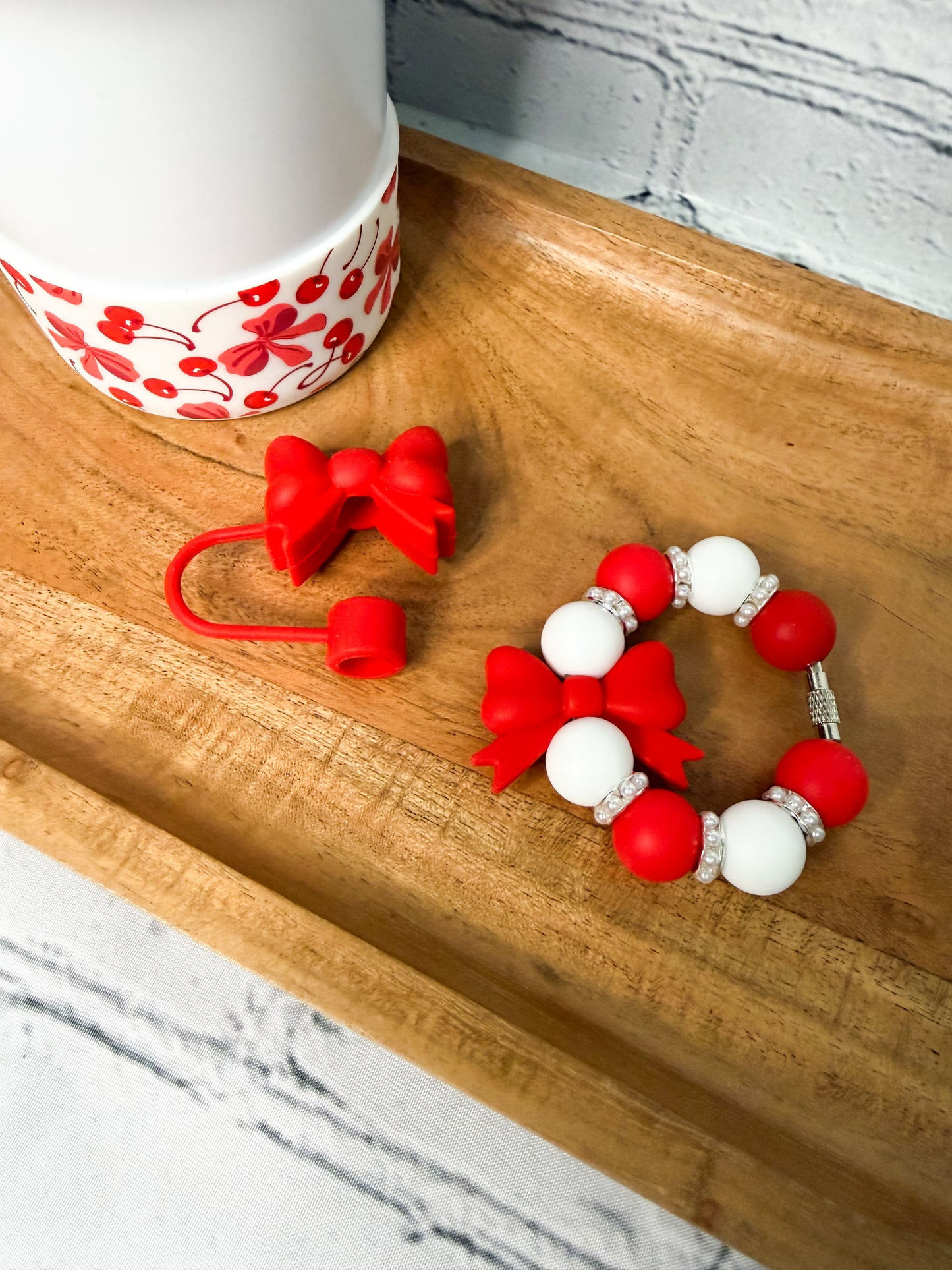 Cherries & Bows- Tumbler Accessories