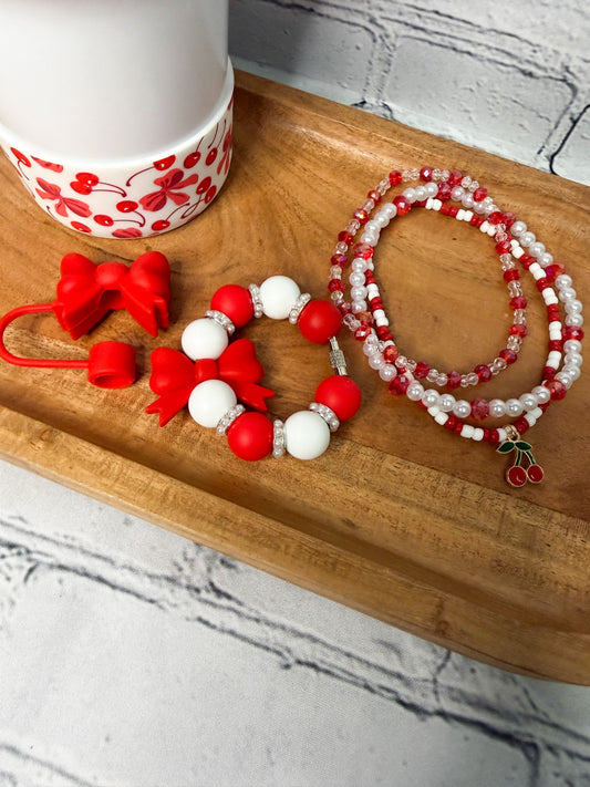 Cherries & Bows- Tumbler Accessories