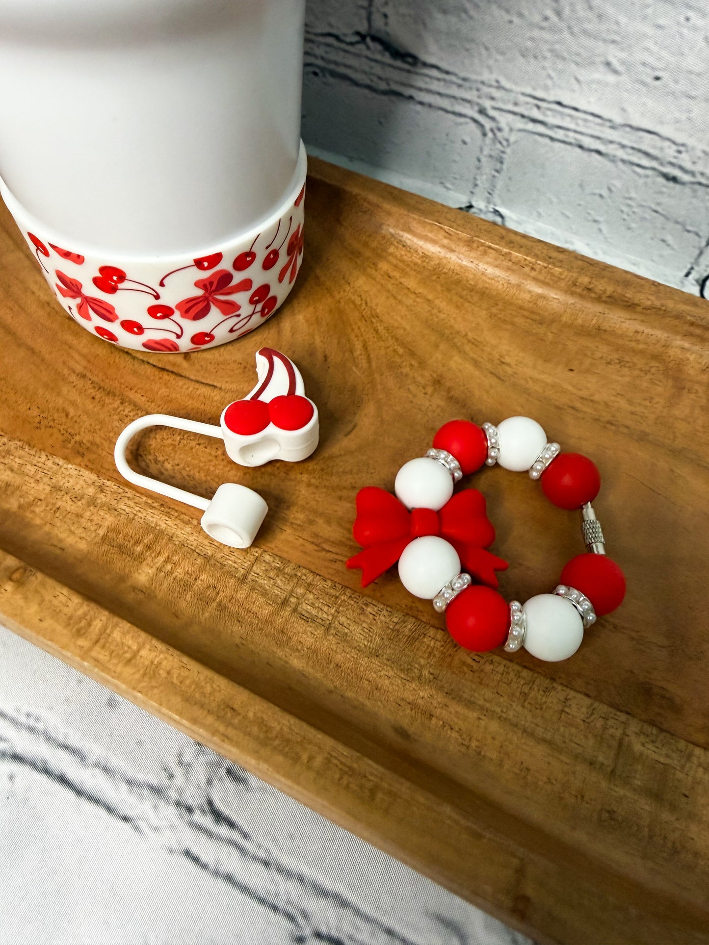 Cherries & Bows- Tumbler Accessories
