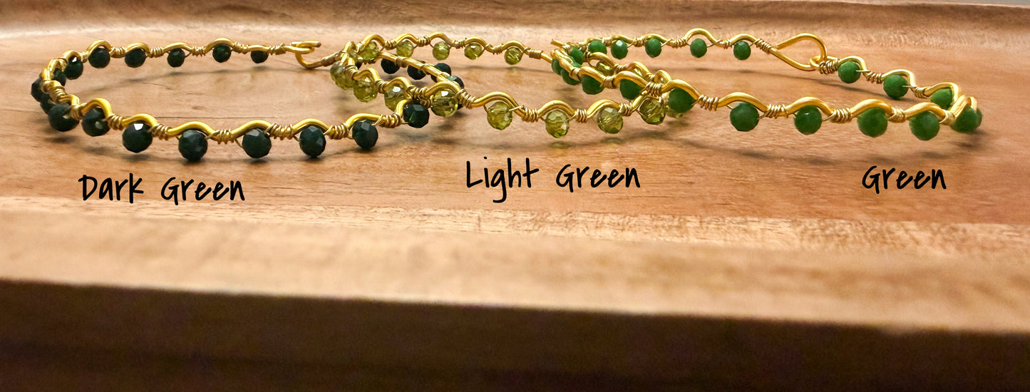 Hand-Wrapped Wire Beaded Bracelet
