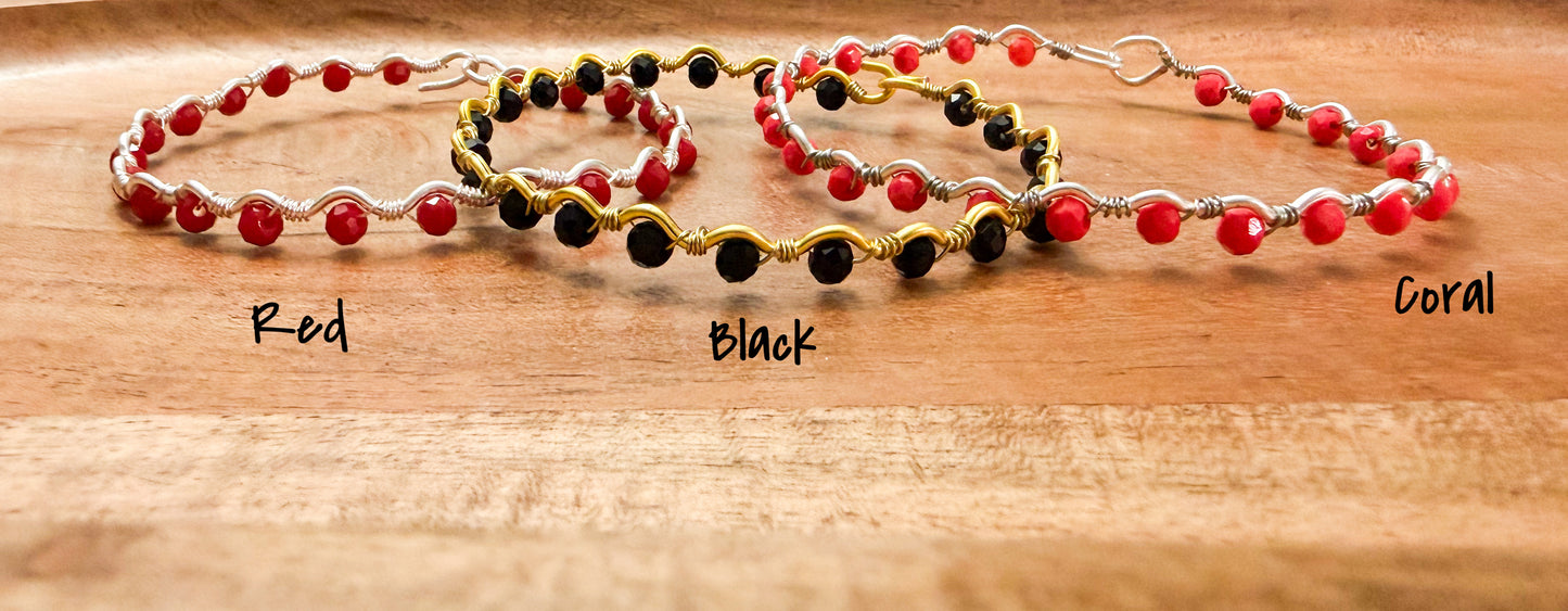 Hand-Wrapped Wire Beaded Bracelet