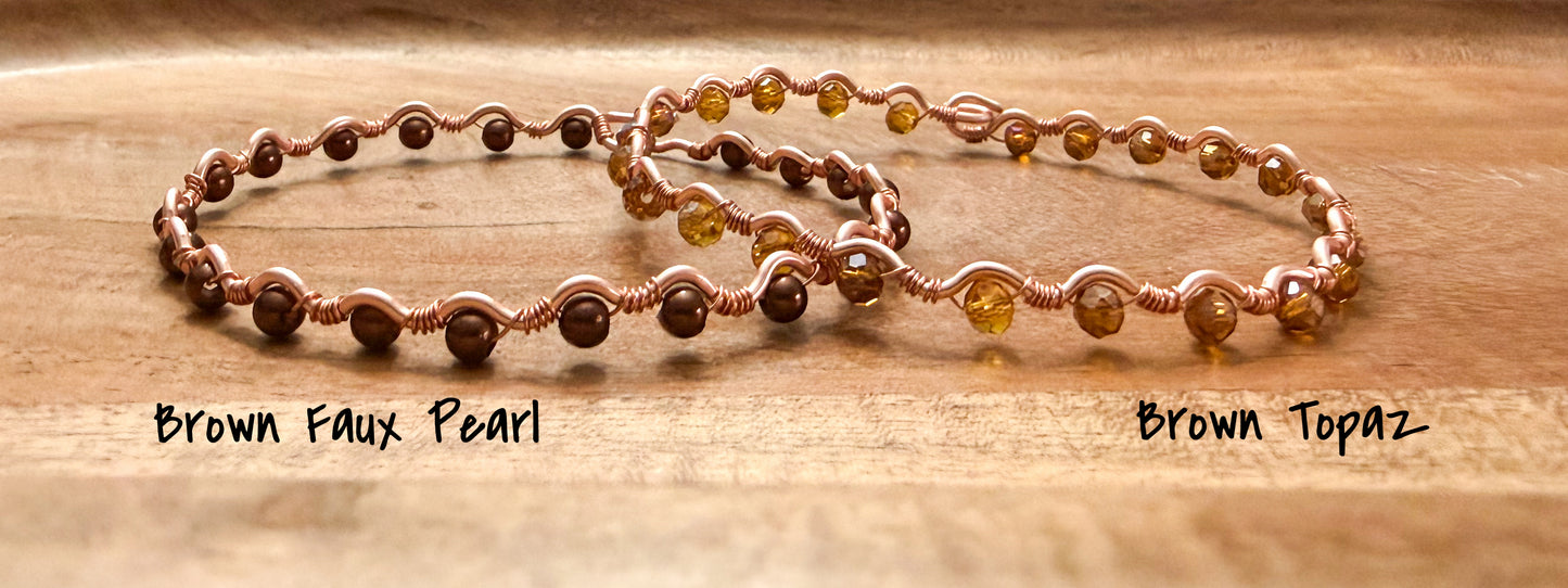 Hand-Wrapped Wire Beaded Bracelet