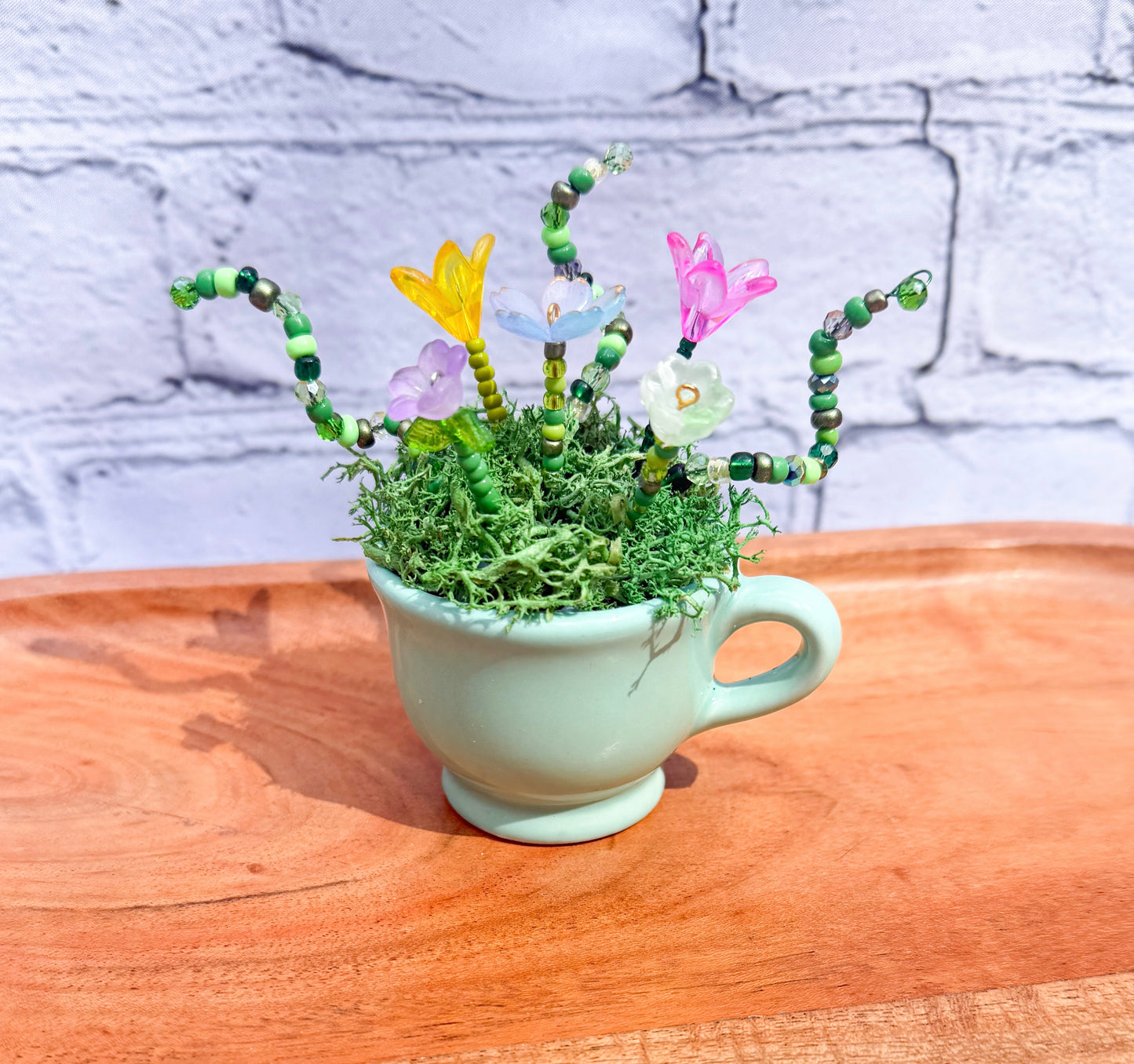 Mini Beaded Flower Arrangement | Teacups