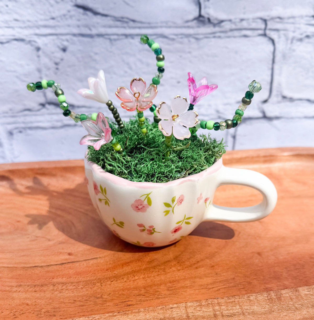Mini Beaded Flower Arrangement | Teacups