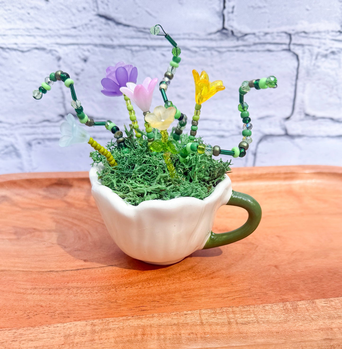 Mini Beaded Flower Arrangement | Teacups