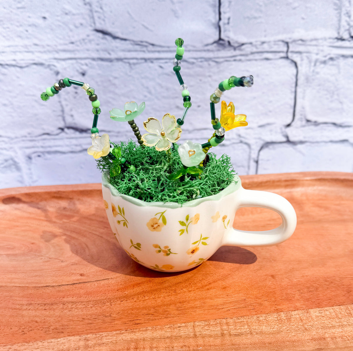 Mini Beaded Flower Arrangement | Teacups