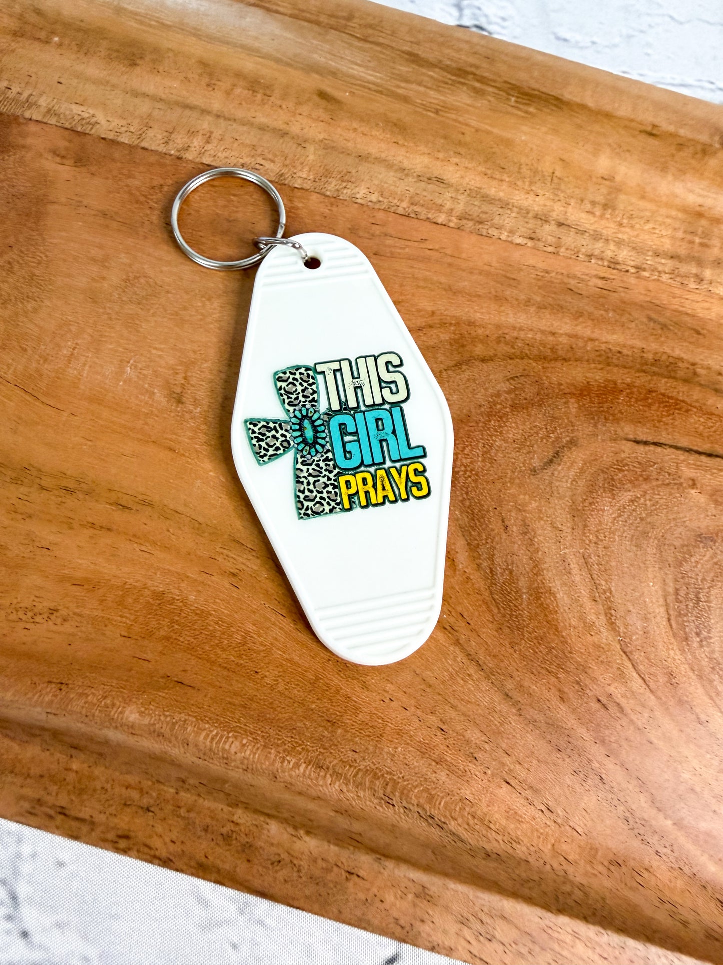 Retro/Vintage Motel Keychain - Pray