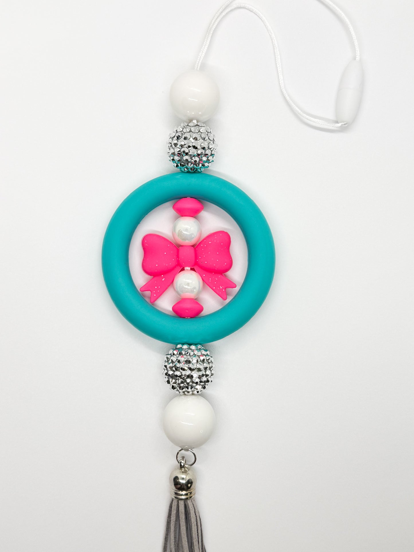 Hot Pink Bow - CAR CHARM {for Rearview Mirror}